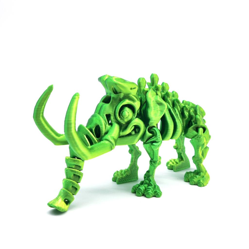 3D Printed Fully Articulated Mammoth Skeleton Model – Desktop Ornament