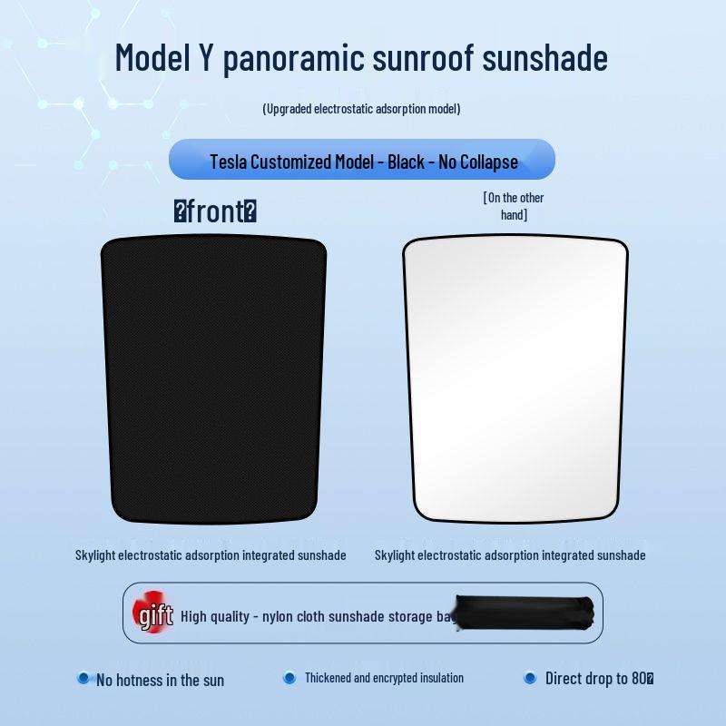 Tesla Model Y/3 S/X Suède Elektrostatisch Zonnescherm Luifel