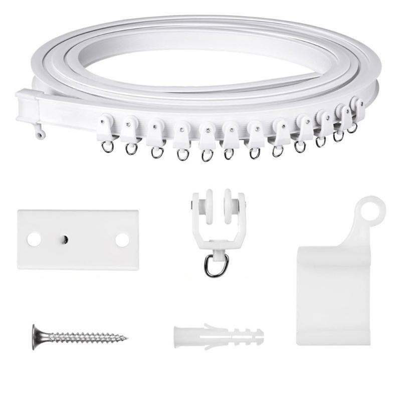 White Curtain Rails Track Kits 5 Meter Quiet Glides Rollers Set Easy Installation for Home and Office Window Treatments