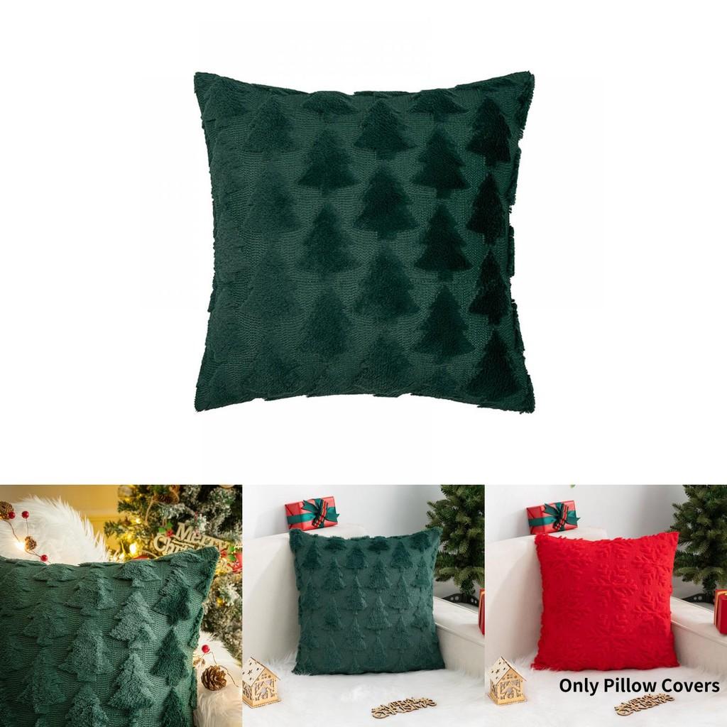 Soft Plush Christmas Cushion Cover Snowflake And Christmas Tree Pattern For Festive Vibe