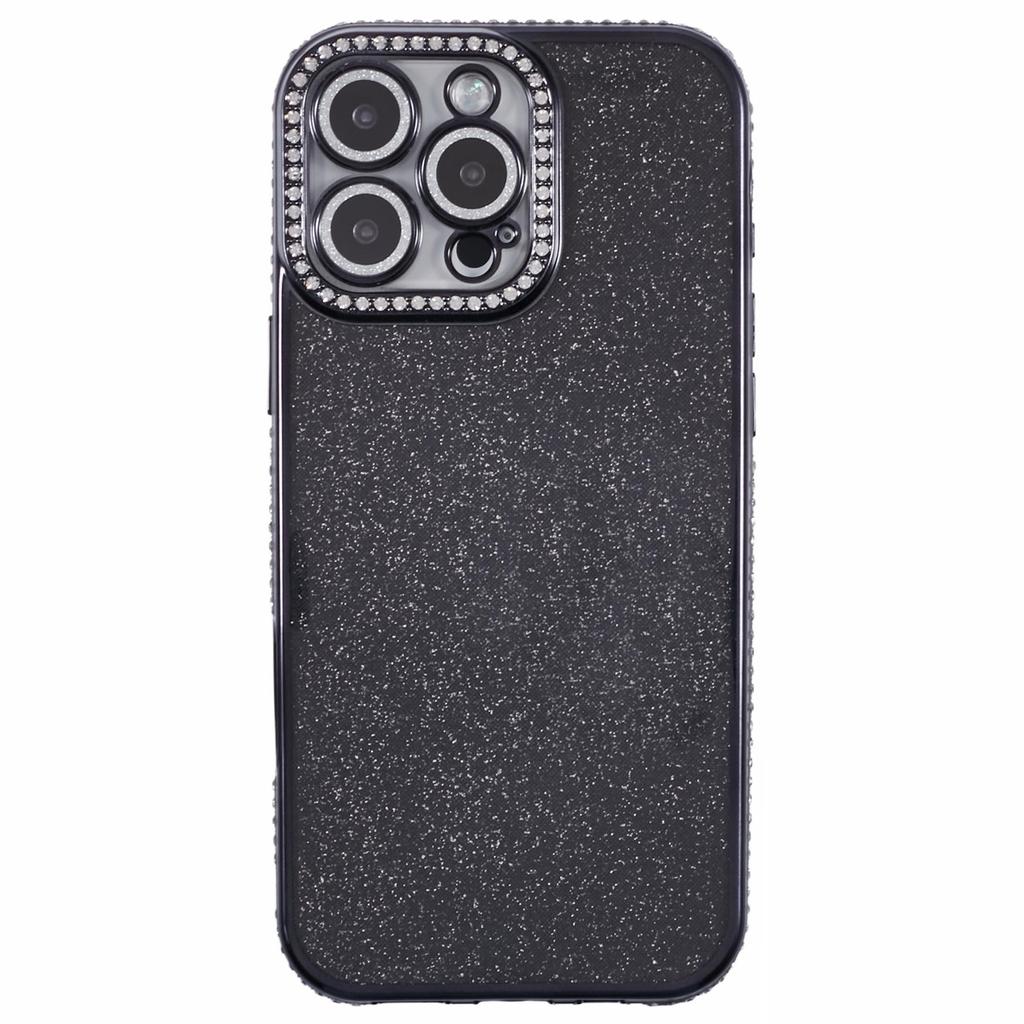 Für iPhone 16 Pro Max Hülle Kameraschutz Klarer Handy-Rückseitenschutz Strassdekor Mit Glitzerpapier