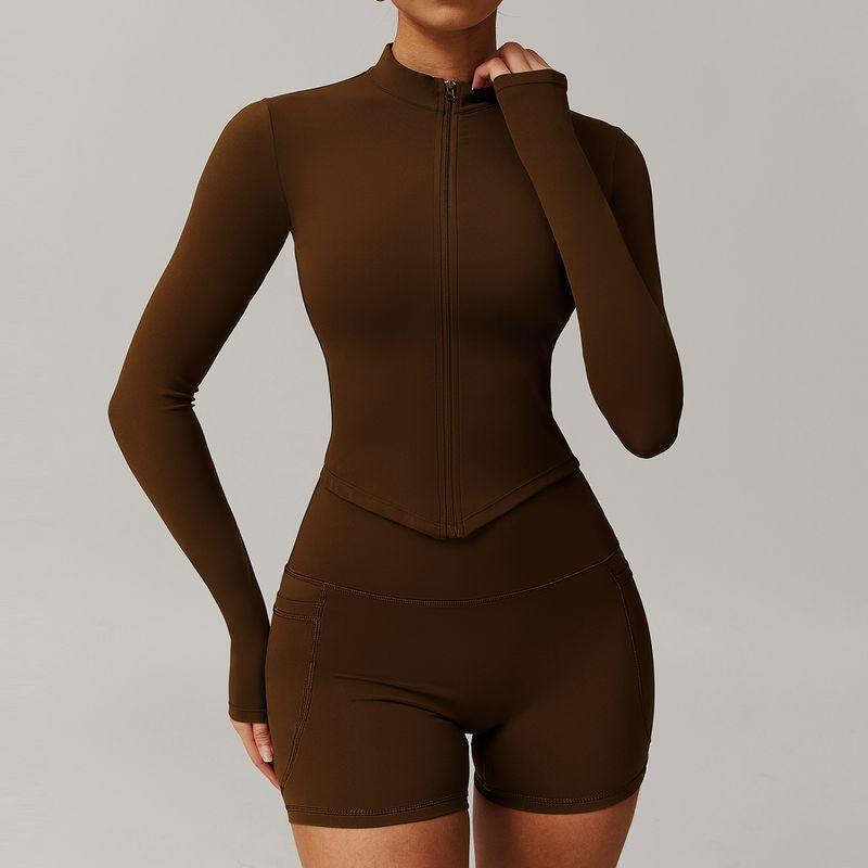 Guangzhou Zechuang Clothing Co., Ltd. Quick-Drying Nude Feel Fitness Outwear Women's Zipper Outwear Running Sports Tight