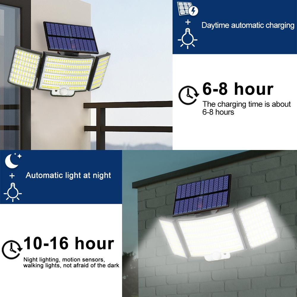 234LED Solar Outdoor Lights Motion Sensor Super Bright Solar Flood Lights Remote Wall Lights Waterproof 3 Modes Patio Garden Gar