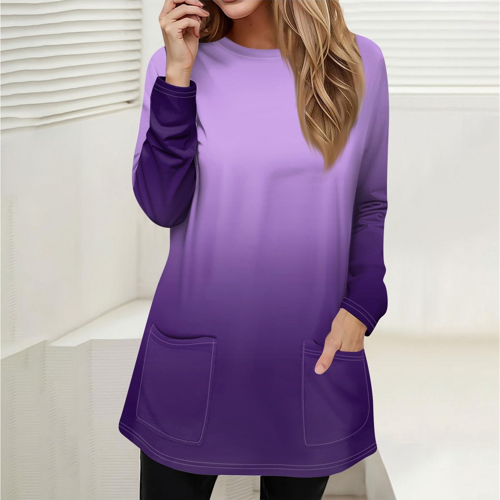 

Женская толстовка, пуловер, спортивная одежда, карман, принт, повседневный топ с круглым вырезом и длинными рукавами XL фиолетовый