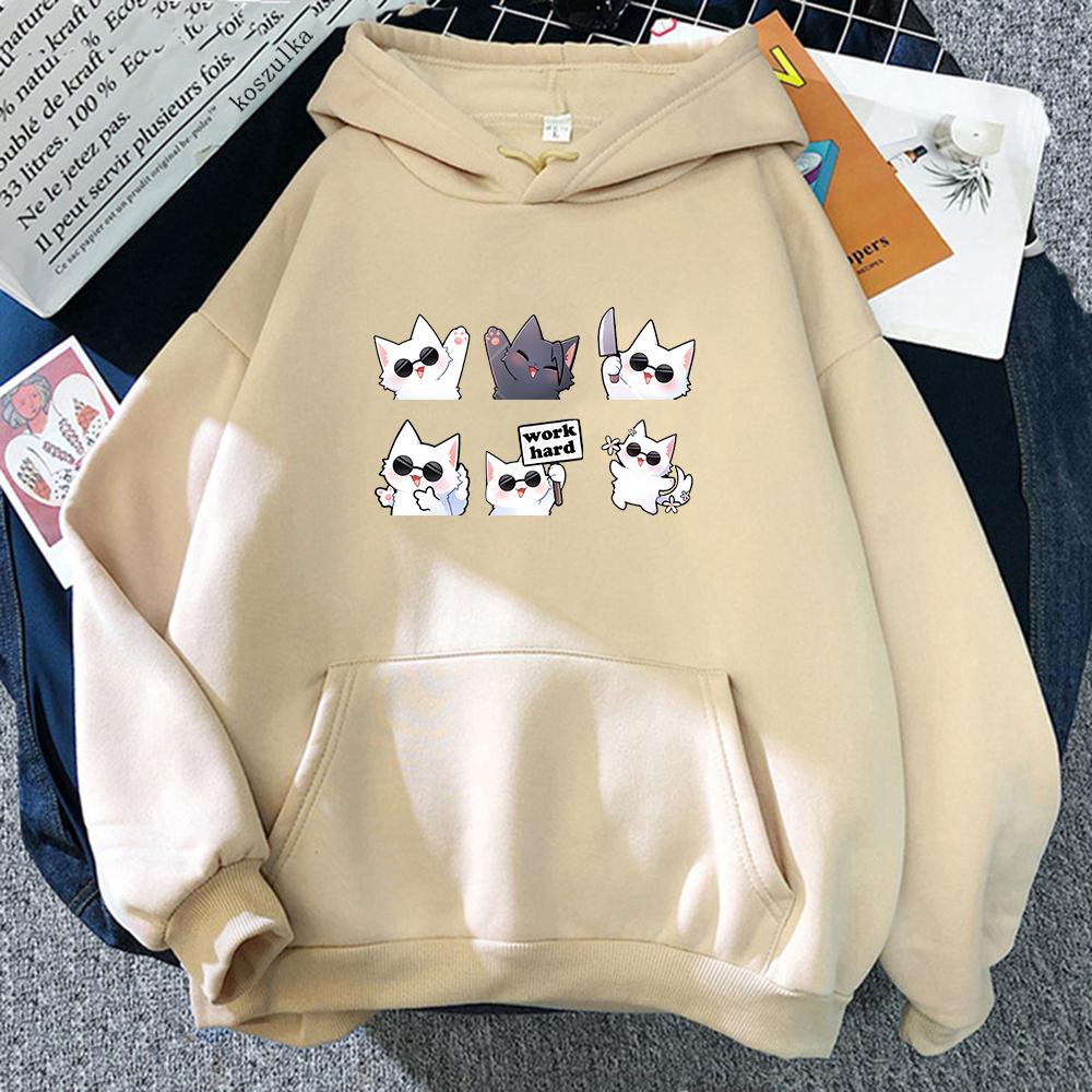 Kawaii cat print men's Harajuku hoodie casual sweatshirt Korean sweatshirt high-quality casual hoodie