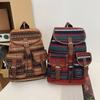 Fashion Ethnic Style Shoulders Backpack Adjustable Strap Large Capacity Kids Schoolbag Casual Plaid Travel Rucksack