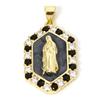 1 PC Virgin Mary Religious Brass Pendants 18K Gold Plated  Pearlized Hexagon Enamel Cubic Zirconia Charms Pendants 3cm x 1.7cm