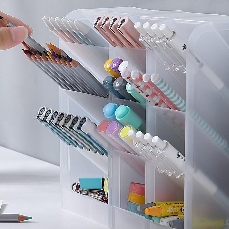 **Innovative Clear Slanted Pen Holder: Desktop Organizer for Students**