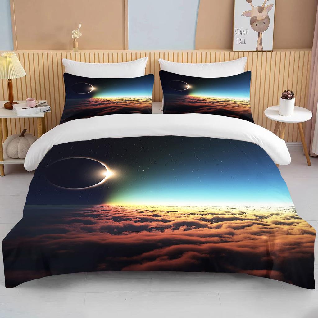 Sonnenuntergang Bettwäsche-Set Nachtansicht Bettbezug-Set mit Kissenbezug Bettwäsche King Queen Full Double Einzelgröße Luxus Bettwäsche Dekor