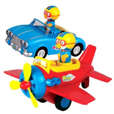 Pororo Push & High School Airplane, Car, Mixed ColorPopular Korean Dolls and Toys