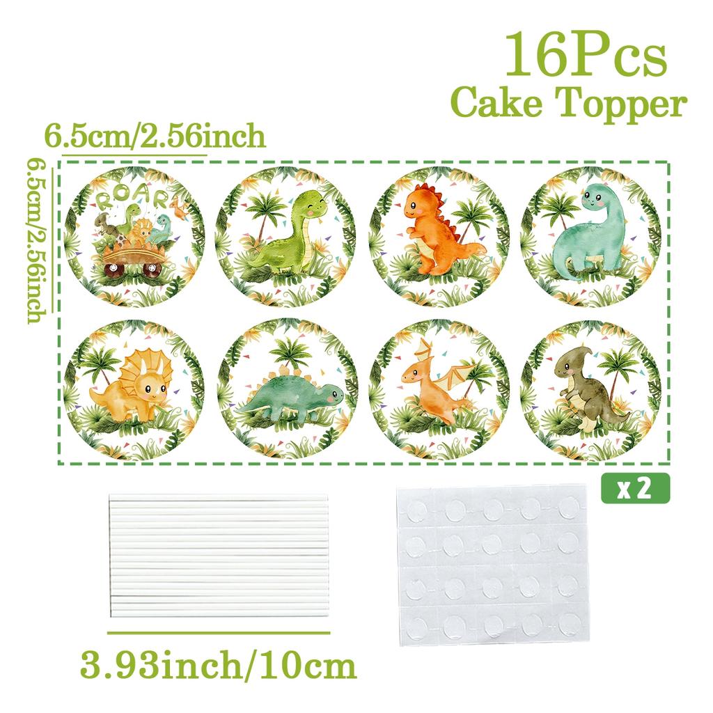 Dinosaur Paper Cake Insert Topper Ice Cream Butterfly Farm Birthday Party Decor Kids Dessert Insert Jungle Animal Cake Topper