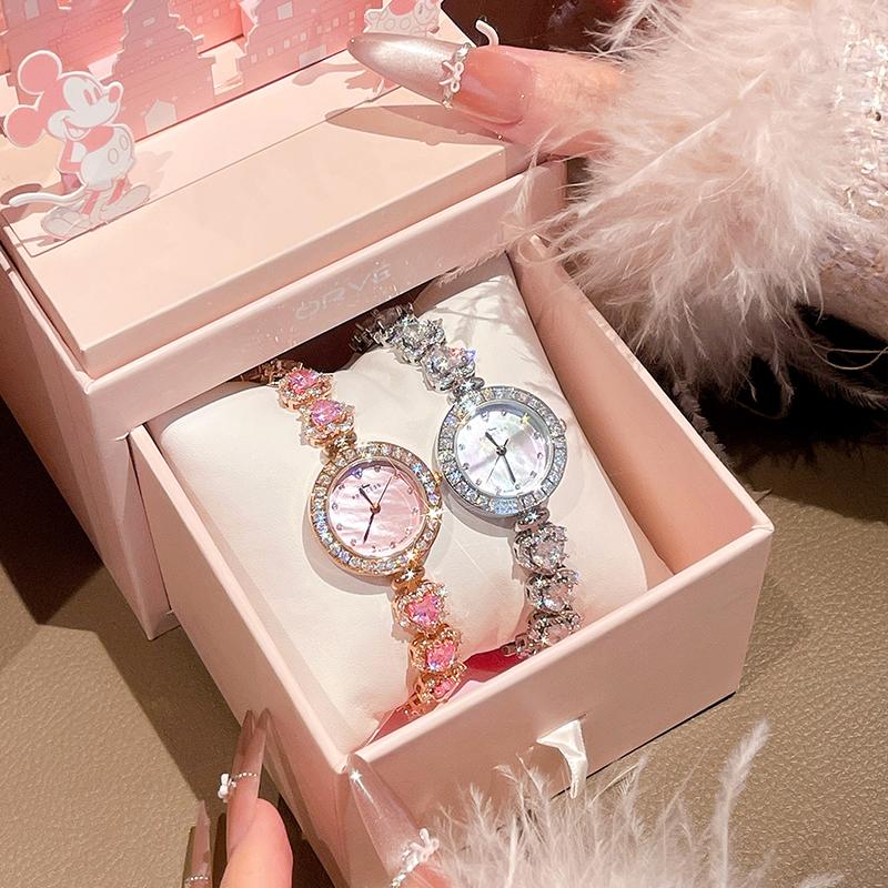 Disney Princess Original Design Sweet Temperament Heart Inlaid Sparkling Bracelet Watch Women watches pink PR-21063