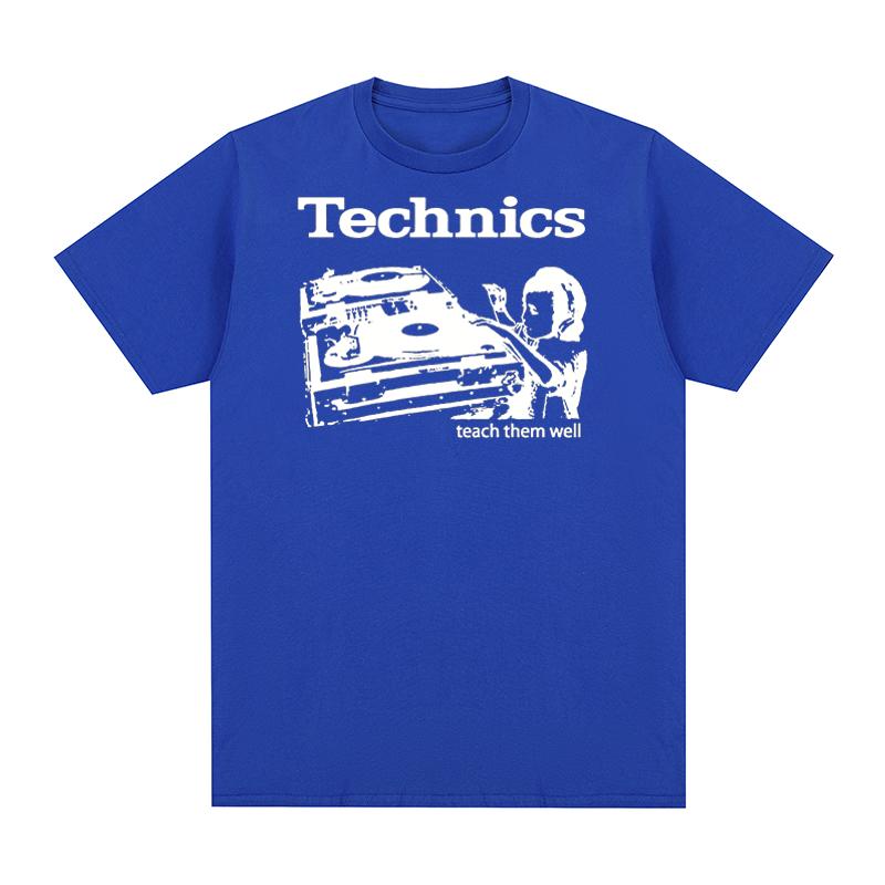 T-shirt Technics insegnali bene Giradischi DJ Musica House Techno Elettronica Cotone T-shirt Uomo Nuova Maglietta Top Donna