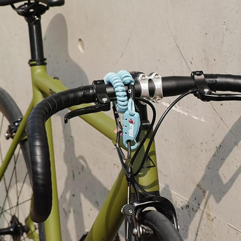 Crops Shape Memory Coil Cable Bicycle 2mm Double X 1800mm Q-BIRO Lock, 3-Digit Dial, CP-SPD04-BR-31 (Indigo Blue)