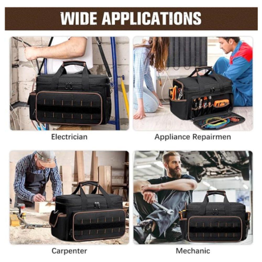 Black Fabric Tool Organizers Bag Large Capacity Waterproof Tool Kit Adjustable Shoulder Strap Dustproof Professional Tool Bag