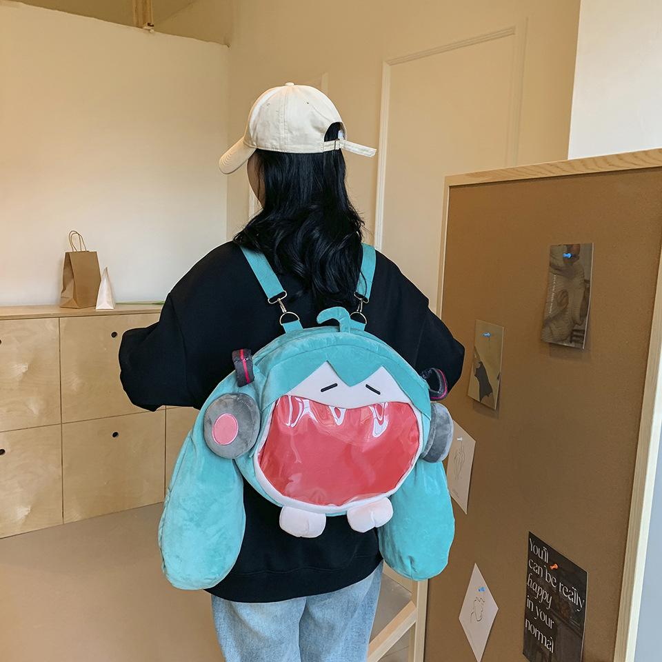 School bag wholesale women's plush Hatsune tote bag, cute double shoulder handbag, birthday gift, hand warmer, versatile