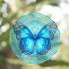 10 Inch Metal Wind Chime with 360 Degree Rotating Blue Butterflies for Patio Balcony Garden Decoration No Electricity Needed