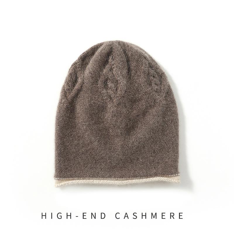 

Cashmere Autumn and Winter New Women s Knitted Hat Casual Color Block Cable Warm Ear Protection Hat One Size