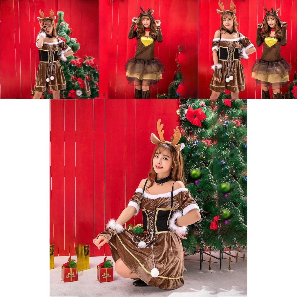 Christmas Women Reindeer Costume Fashion Cosplay Party Deer Fancy Dress Outfit