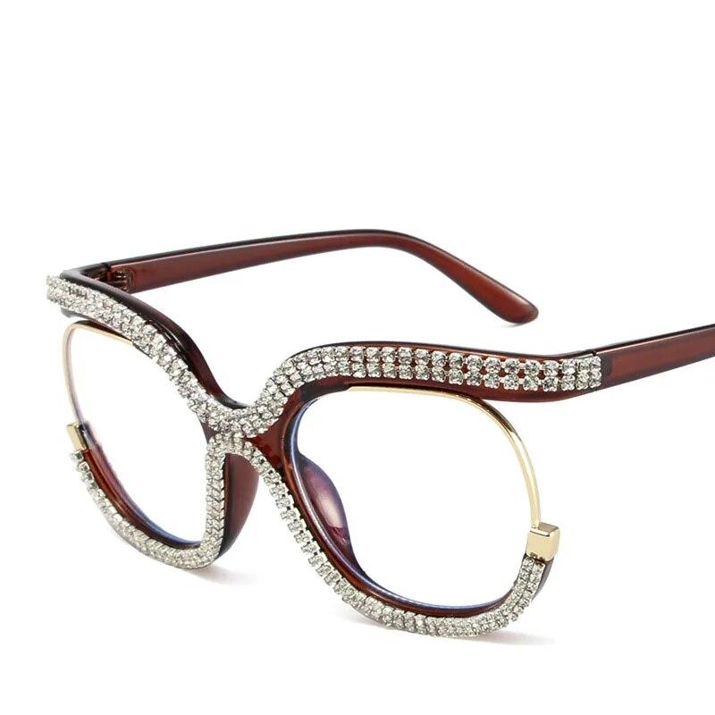 Large Frame With Diamond Frames Fashion Owl Rainbow Flat Mirror der Spice Girl New Anti-blue Womean Glasses