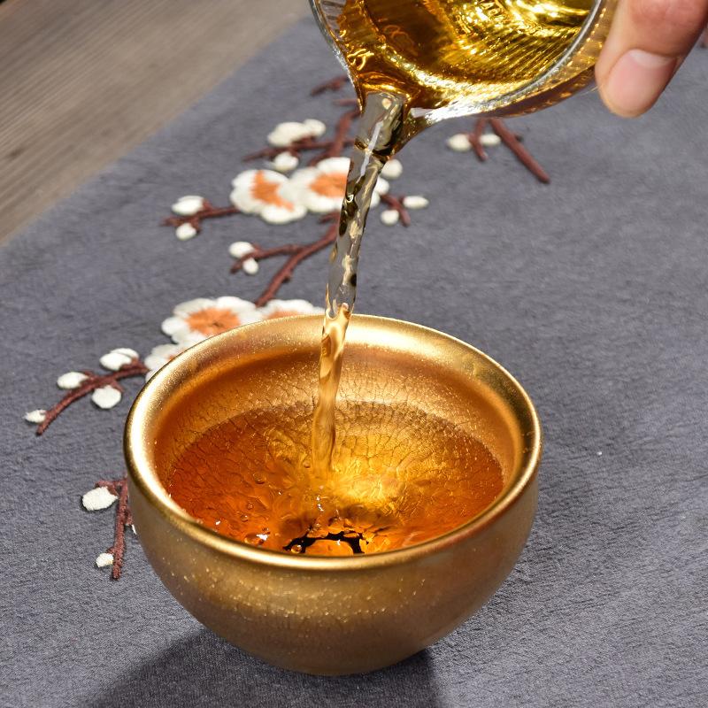 Jianzhan Iron Tire Master Cup Tea Cup Gold Oil Drop Gilded Tea Cup Ceramic Large Master Cup Suitable for Home and Commercial Use