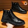 Winter velvet Martin boots men's shoes new high-top leather boots men's black leather shoes thickened warm short boots cotton shoes
