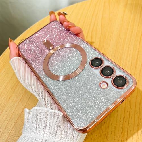 

Блестящий чехол для Samsung Galaxy S24FE S23FE S21FE S20FE S25 S24 S23 S22 S21 S20 Plus FE чехол Note20 Ultra Plat Wireless MagSafe For Galaxy S24 Ultra