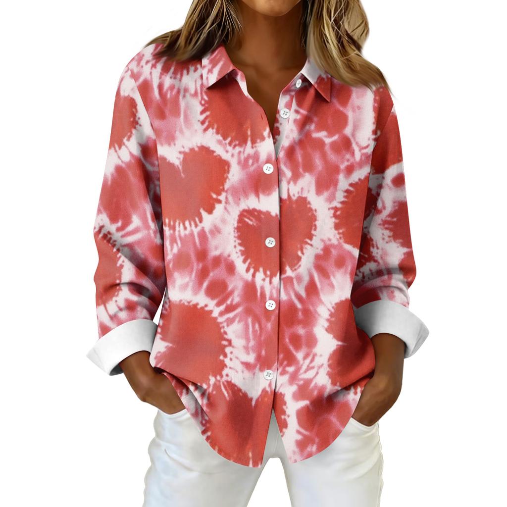 Cămașă Bluză Damă Crăciun Imprimat Nasturi Mâneci Lungi Casual De bază Guler Cămașă Regular Top