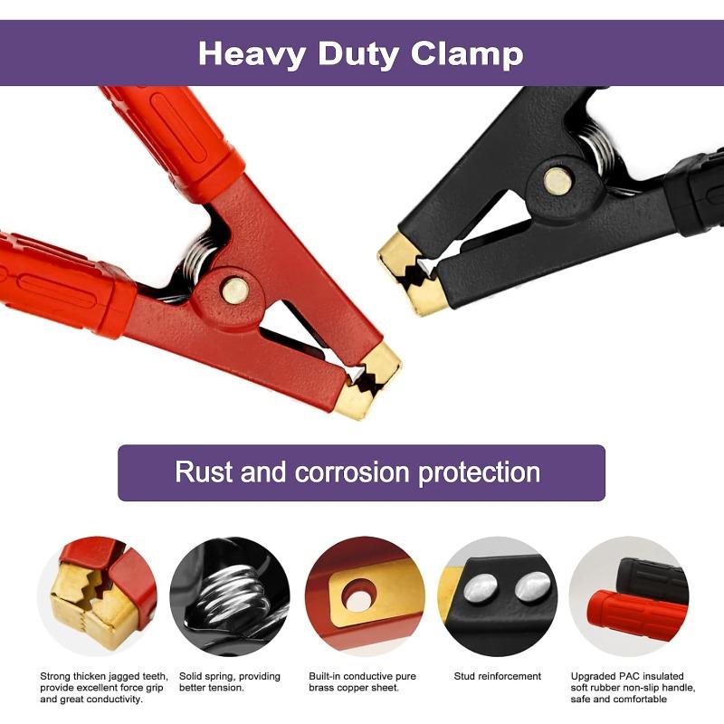 2PCS Battery Jumper Cable Clamps, Heavy Duty Pure Copper Alligator Clips Jumper Cables Boost Clamp, Car Battery Charger Clamps