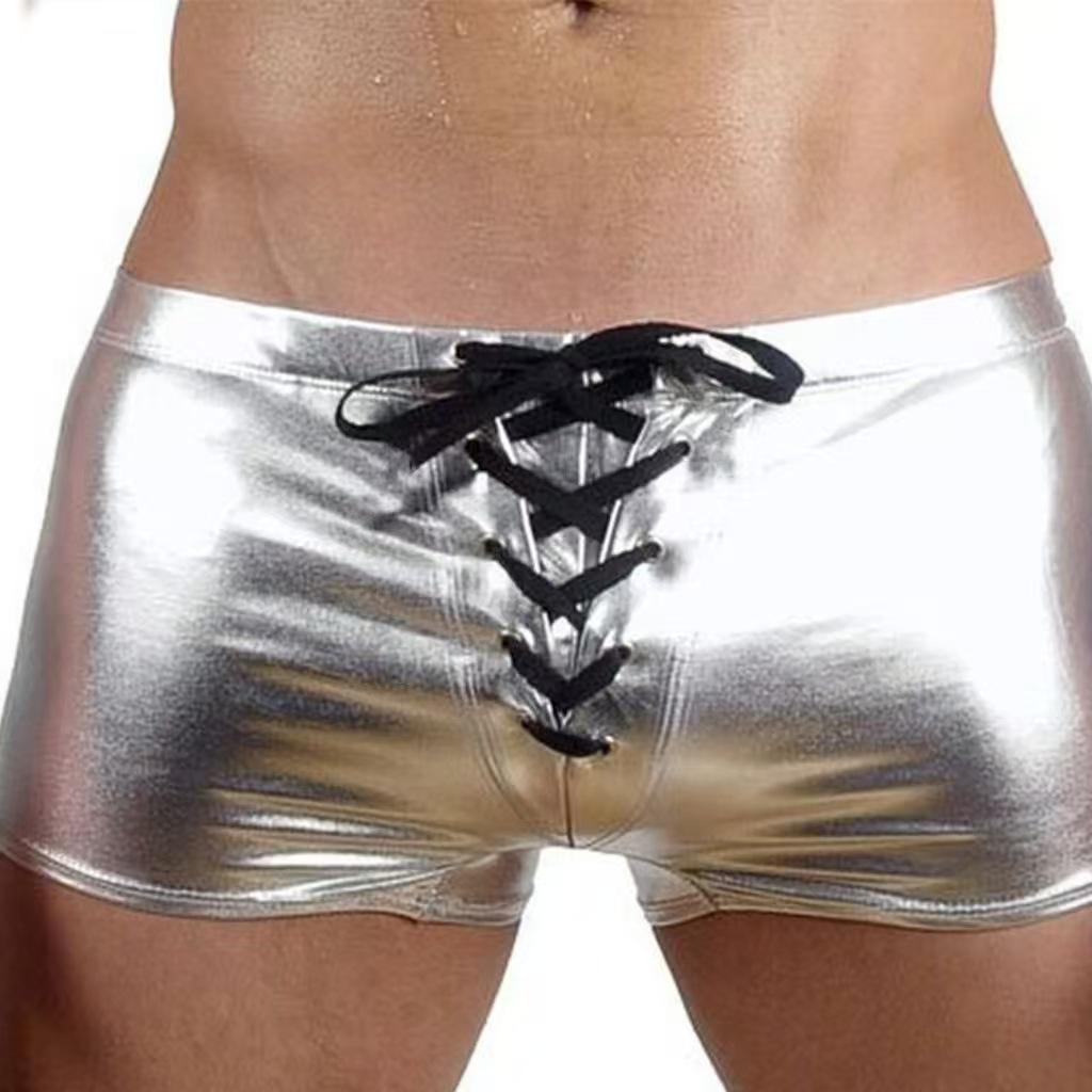 Men's Sexy Plus Size Patent Leather Boxer Briefs and Jockstrap