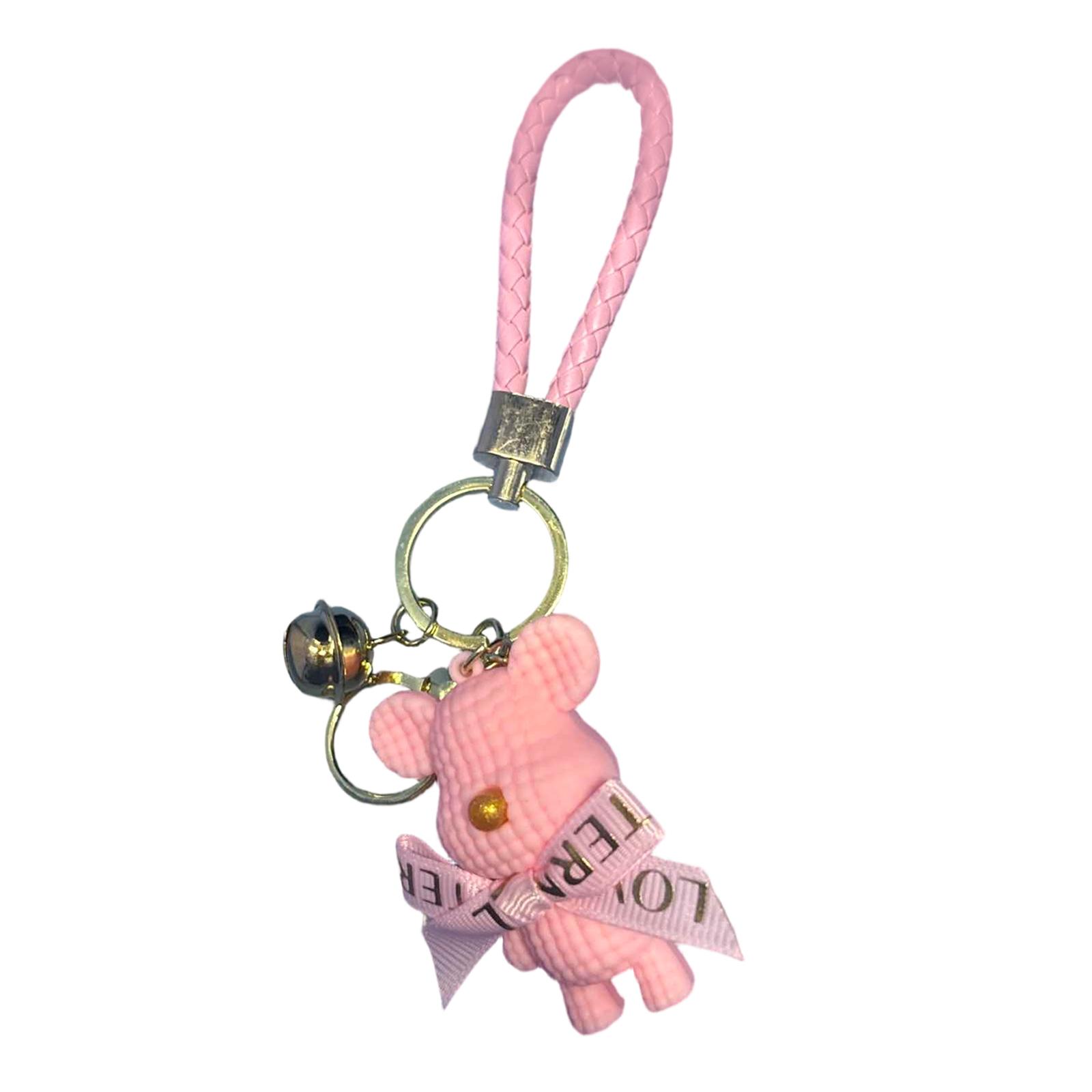 

Resin Yarn Bear Keychain for Women Durable Lightweight Car Backpack Pendant Couple Fashion Accessory Small Gift Decoration One Size рожевий