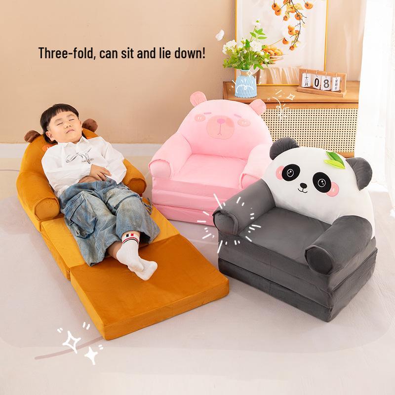 Canapea extensibilă triplă pentru copii cu desene animate - Scaun leneș drăguț și confortabil pentru grădiniță