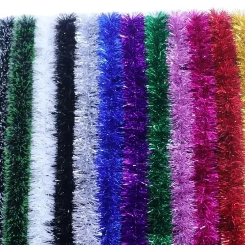 2m Christmas Tinsel Garland Shiny Hanging Garland Ornaments for Christmas Tree Party Supplies Indoor and Outdoor Decoration