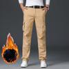 Męskie spodnie plus aksamitne grube ogrodniczki twardziel outdoor jesień i zima wielokieszeniowe męskie spodnie casualowe