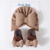 Newborn Knitted Cotton-filled Big Bow + Knitted Socks Set Baby Hat Headscarf Hat Wind