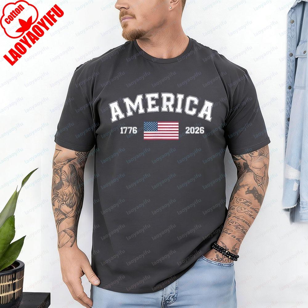 250 America Years of Independence for Everyone TShirt Patriotic Personage Vintage Simple Casual Style Tops Camisetas for Mans