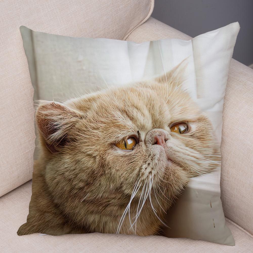 Cute Cat Dog Photo Cushion Cover Realistic Animal Portrait Print Soft Blend Sofa Living Room Bedroom Home Decor Throw PillowCase