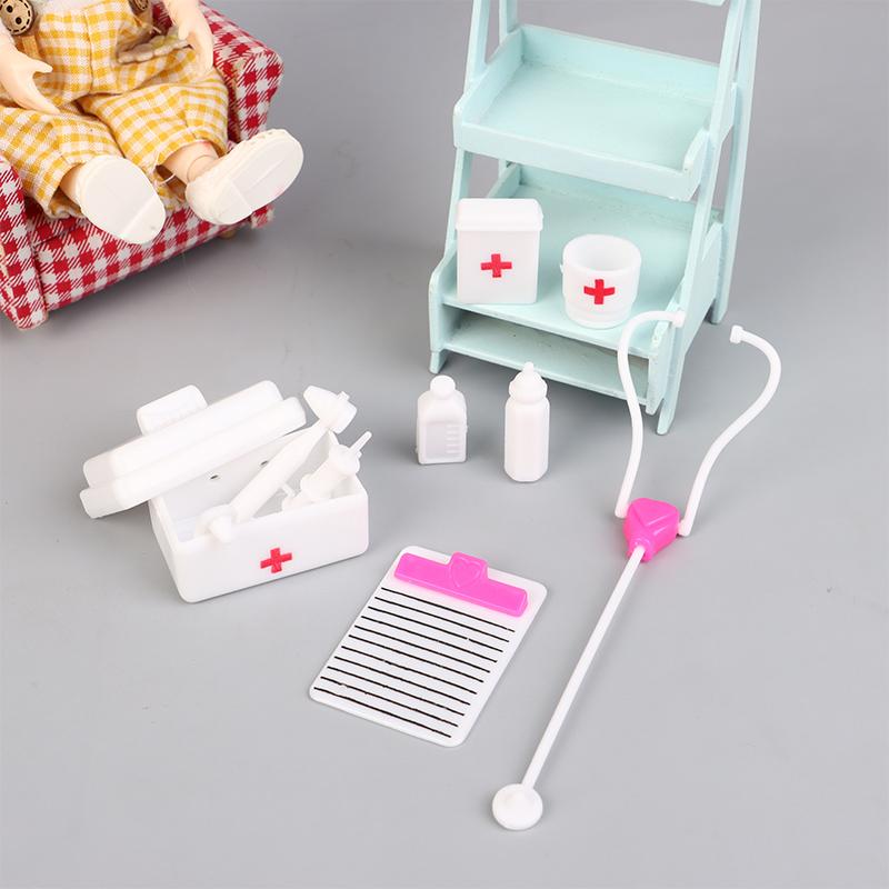 10Pcs/Set Dollhouse Miniature Hospital Stethoscope Mini Syringe Medical Appliances Medical Tool Model Medical Scene Decor Toys
