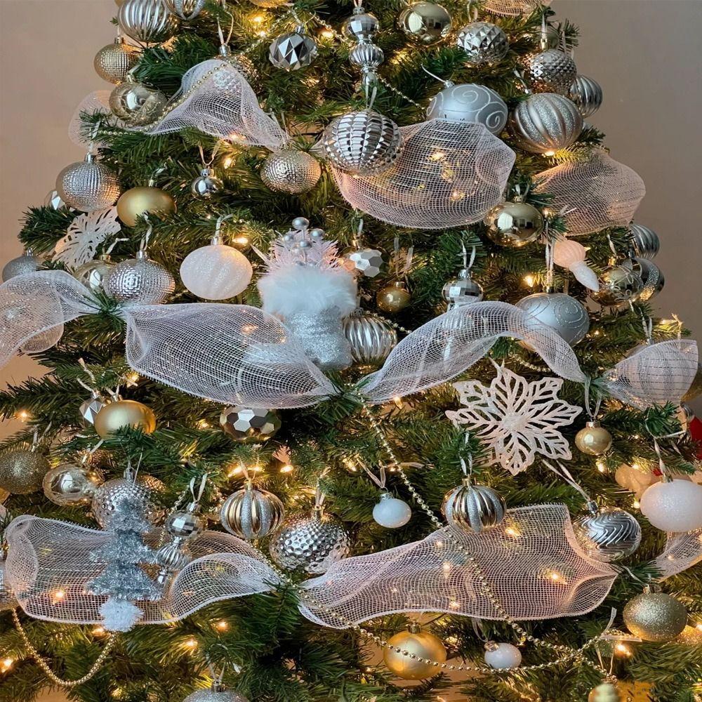 Shiny Christmas Decoration Mesh Ribbon 26cm Christmas Wrapping Ribbon  Gift Package