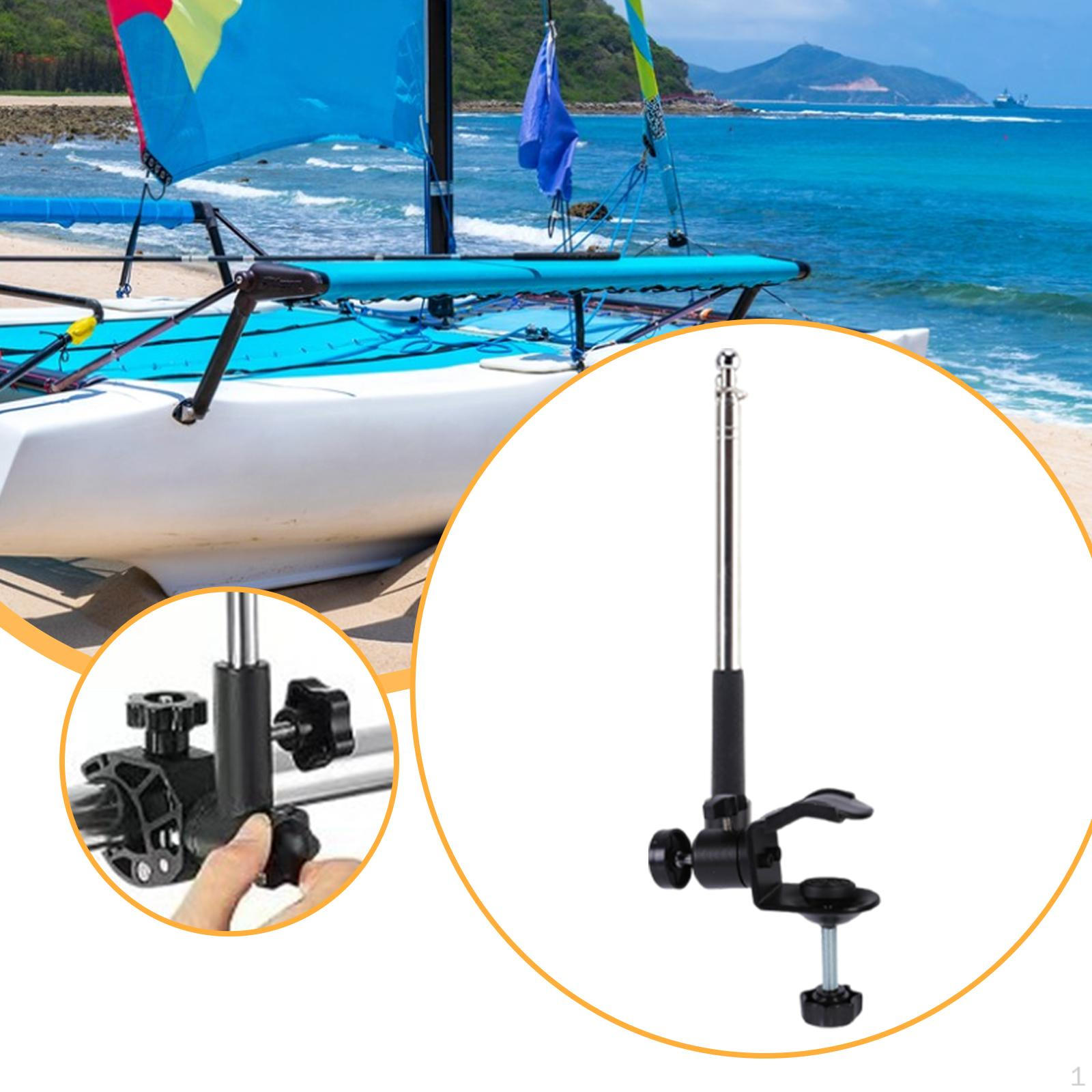 

1.2 Meter Telescopic Flag Pole Holder Kit for Boats with 360° Rotation 0.6-1.75 Rails U Clamp
