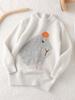 Hochwertiger 100% reine Wolle Kinder Pullover mit halbem Rollkragen Capybara Strick - Doppelfaden Verdickt