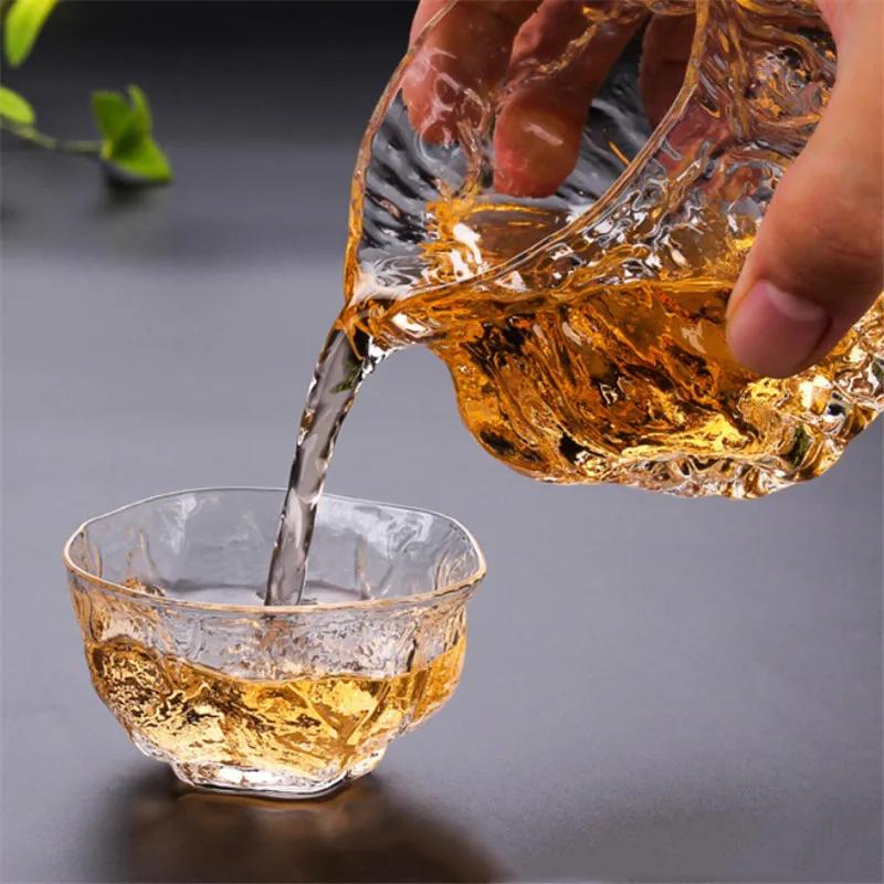 Japanese Style Glass Tea Infusers Pitcher Heat Resistant Hammered Kung Fu Chahai Creative Phnom Penh Teaware Transparent Teacup