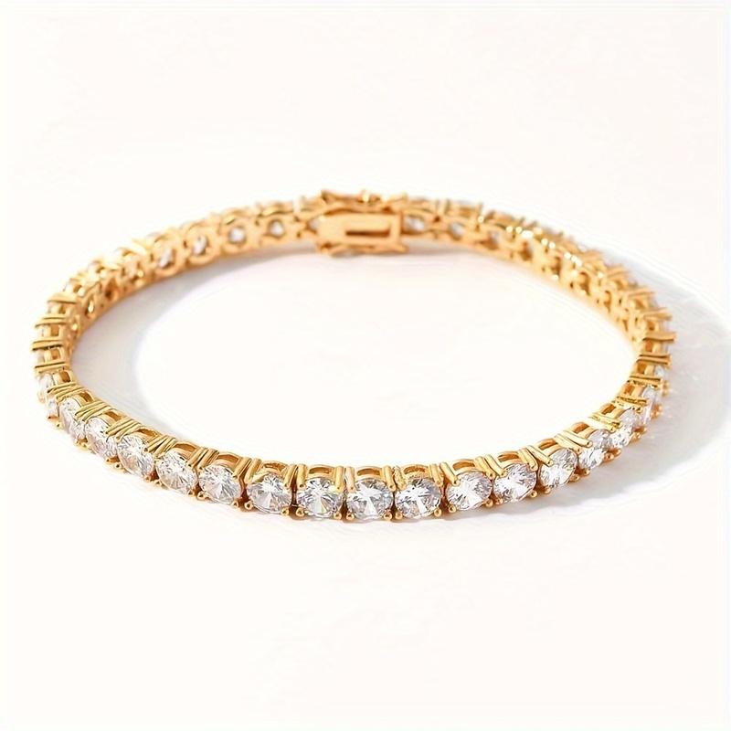 New Pure Copper Tennis Chain Bracelet - Zirconia Hip Hop Jewelry for Men & Women (Anti-Tarnish, Christmas/Halloween Gift)