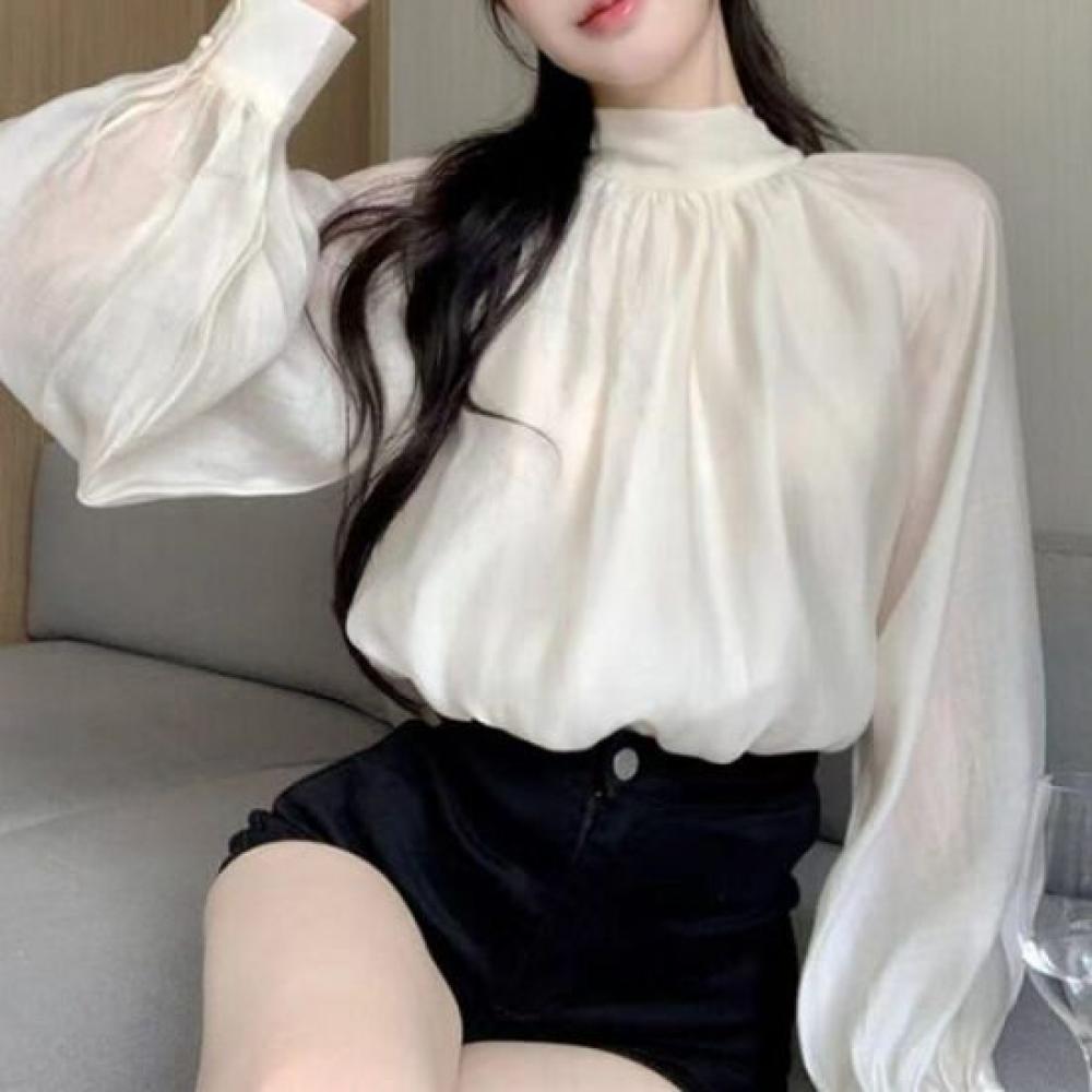Navava Women S Ribbon Neck Long Sleeve blouSe Nb2487