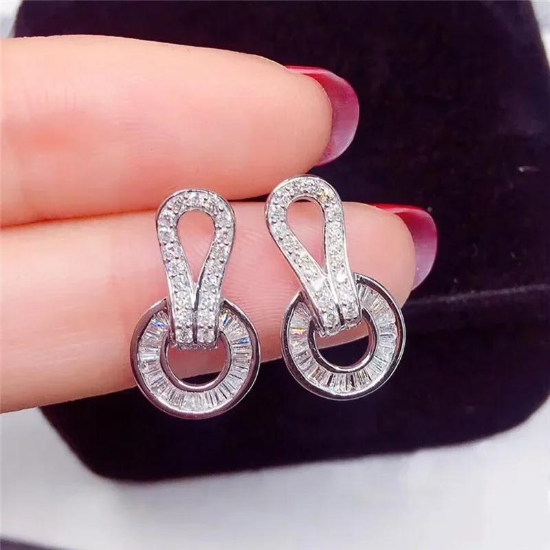 

New Temperament Geometric Shaped Drop Earrings for Women Full Paved Dazzling Cubic Zirconia Luxury Fashion Wedding Zircon