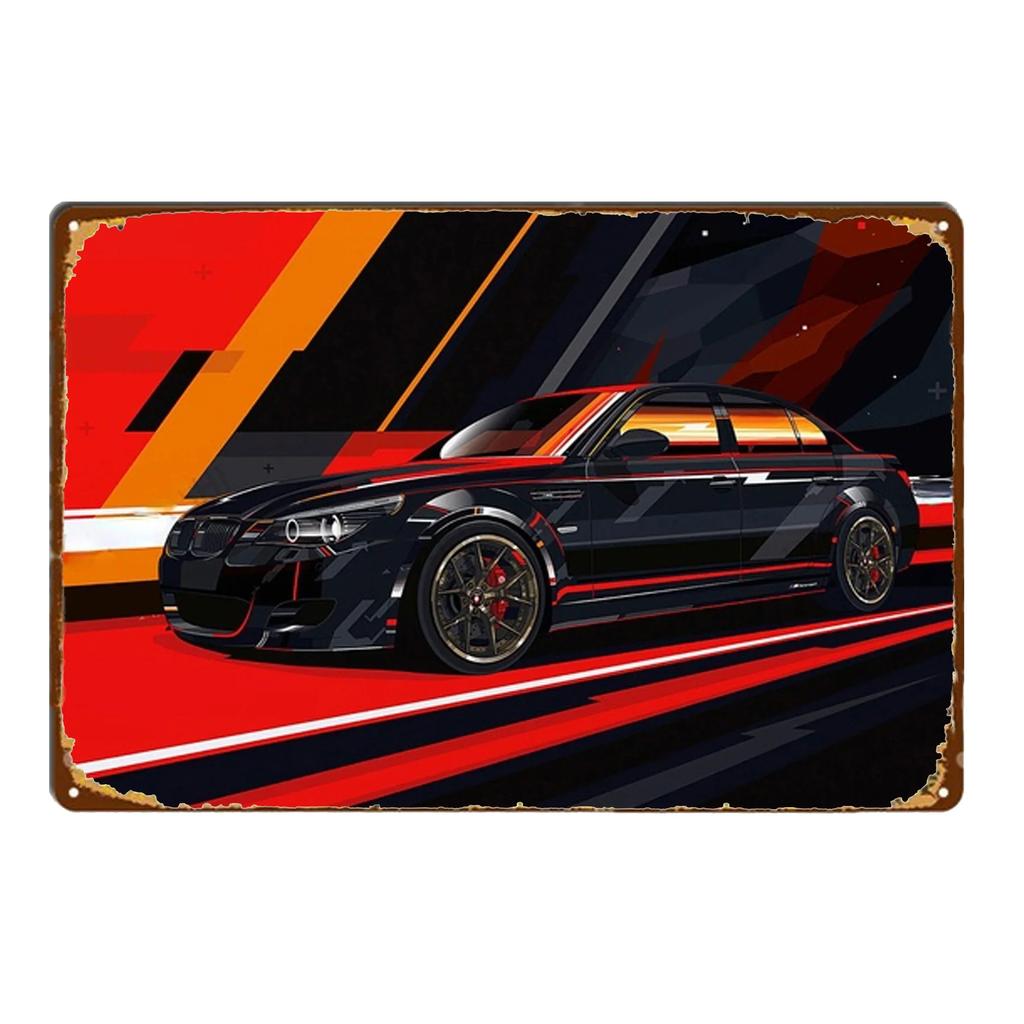 Sports Car Racing Poster Rust Shabby Tin Sign Art Decor Garage Bar Man Cave Signs Decorative Plaques Wall Metal Tin Plate Sig