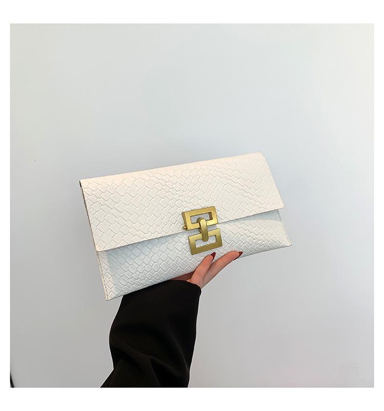 Women's Spring 2024 Slim Crocodile Pattern Clutch: Patent Leather Envelope Bag and Wallet
