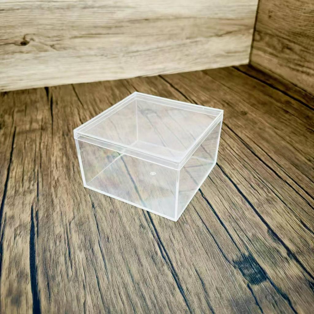 Transparent Square Acrylic Storage Box for Figures - Dustproof Food-grade Plastic, PS Wedding Candy Box with Lid