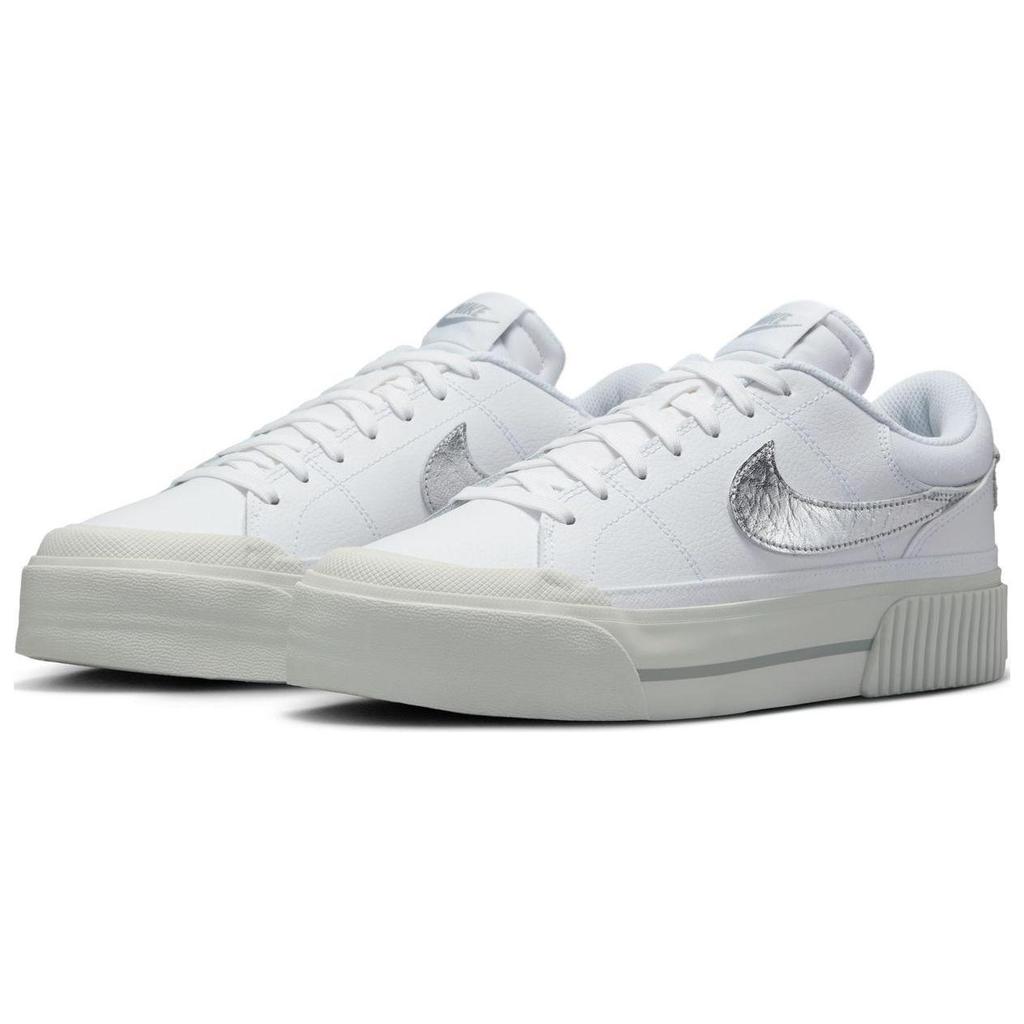 Nike Court Legacy Lift Weiß Metallic Silber Damen Plateau-Schuhe HQ2307-100