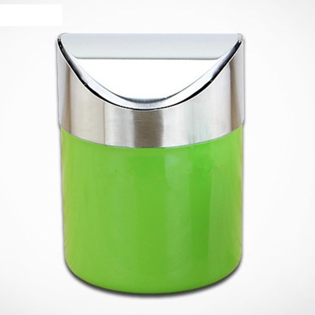 Mini Countertop Trash Cans Stainless Steel Small With Swing Top Lid Stain Proof Trash Cans For Car Office Kitchen Peelings Crumb